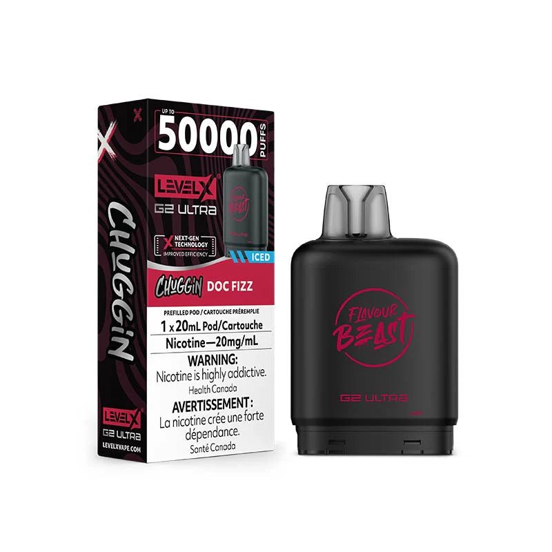 Shop Level X Flavour Beast Unleashed Ultra 50K Pod 20ml - Chuggin Doc Fizz Ice - at Vapeshop Mania