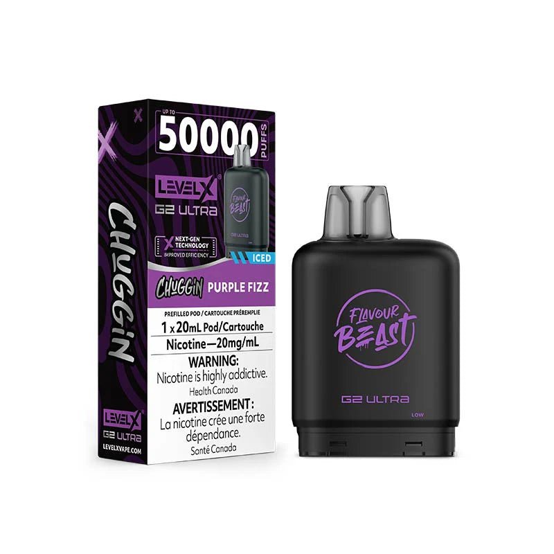 Shop Level X Flavour Beast Unleashed Ultra 50K Pod 20ml - Chuggin Purple Fizz Ice - at Vapeshop Mania
