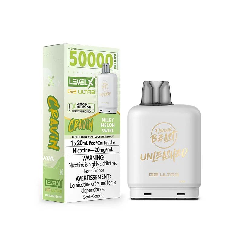 Shop Level X Flavour Beast Unleashed Ultra 50K Pod 20ml - Cravin Milky Melon Swirl - at Vapeshop Mania