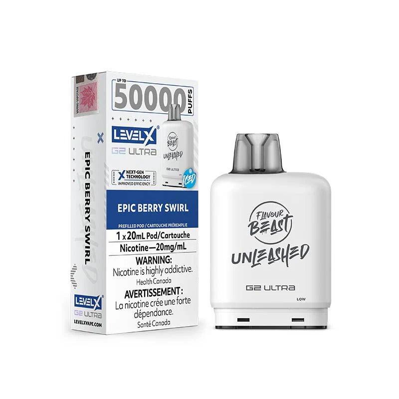 Shop Level X Flavour Beast Unleashed Ultra 50K Pod 20ml - Epic Berry Swirl Iced - at Vapeshop Mania