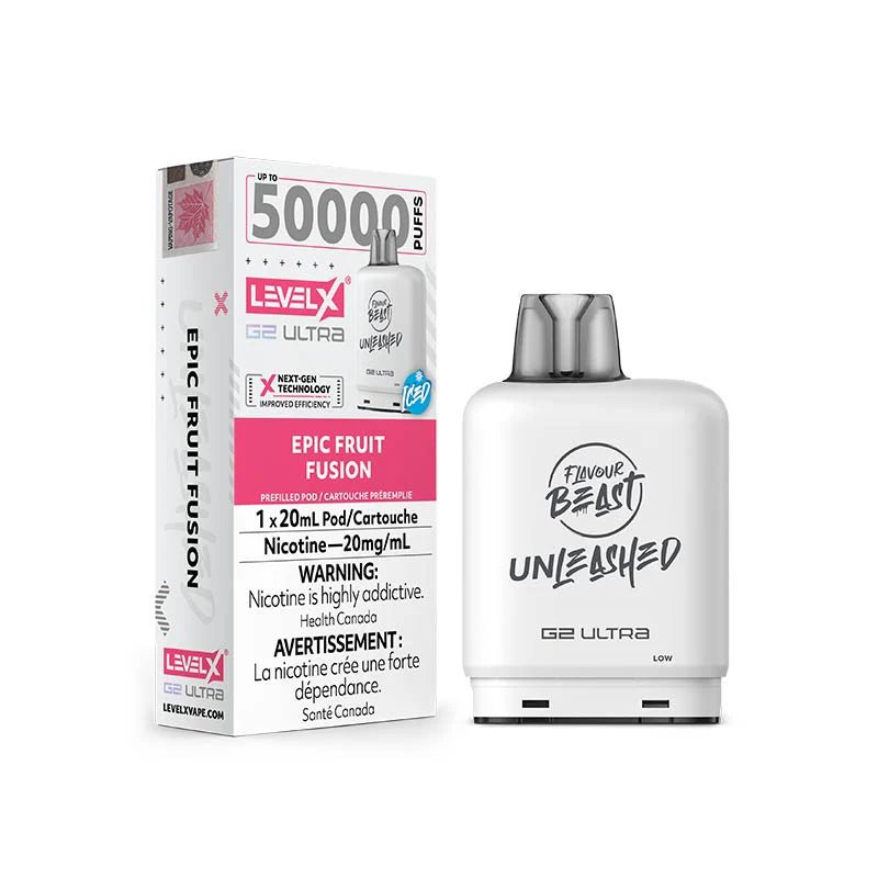 Shop Level X Flavour Beast Unleashed Ultra 50K Pod 20ml - Epic Fruit Fusion Iced - at Vapeshop Mania