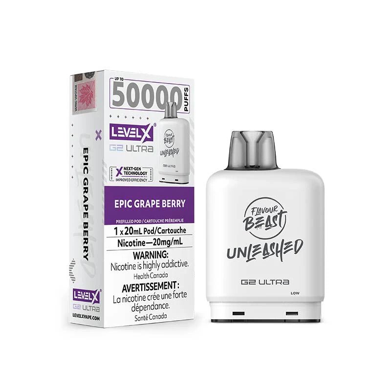 Shop Level X Flavour Beast Unleashed Ultra 50K Pod 20ml - Epic Grape Berry - at Vapeshop Mania