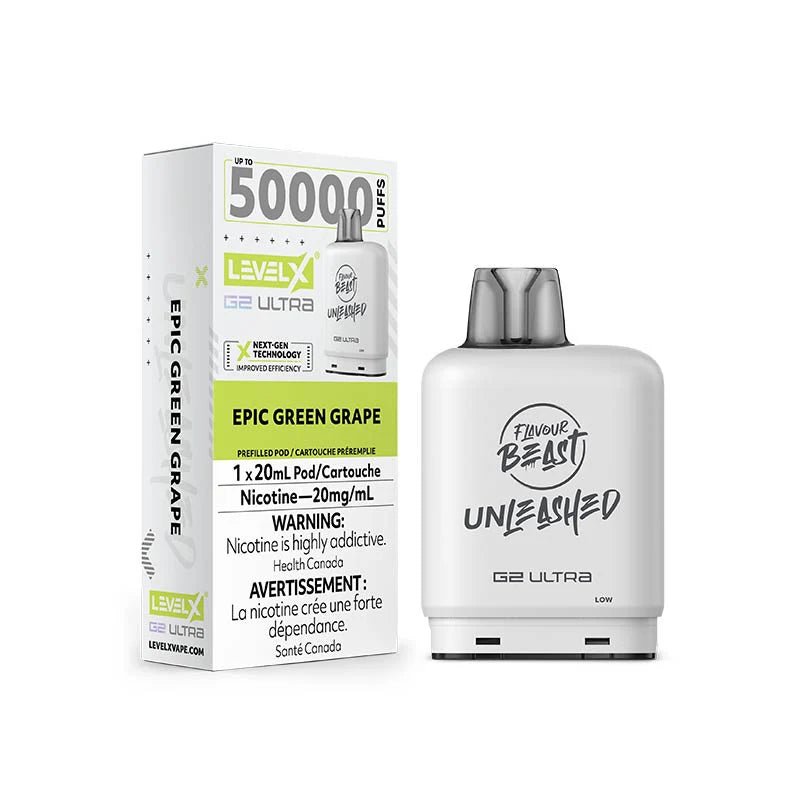 Shop Level X Flavour Beast Unleashed Ultra 50K Pod 20ml - Epic Green Grape - at Vapeshop Mania