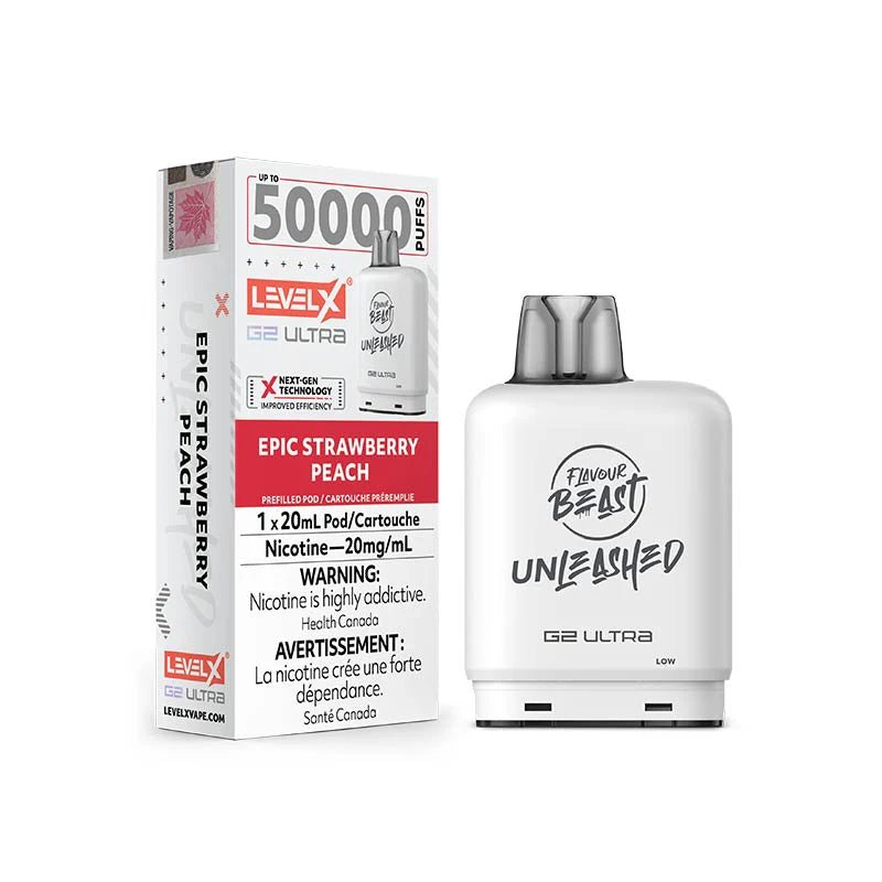 Shop Level X Flavour Beast Unleashed Ultra 50K Pod 20ml - Epic Strawberry Peach - at Vapeshop Mania