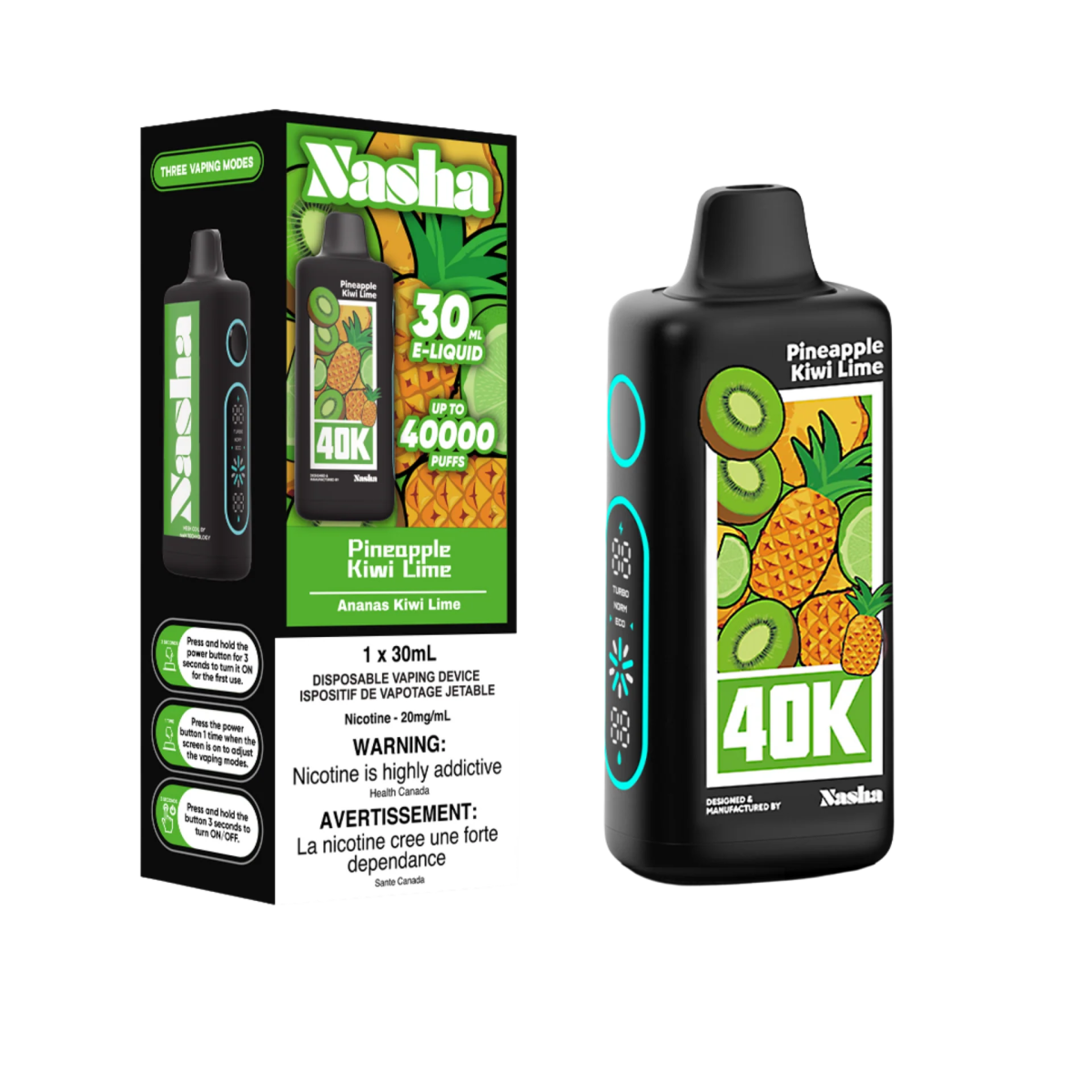 Shop Nasha 40K Disposable - Pineapple Kiwi Lime - at Vapeshop Mania