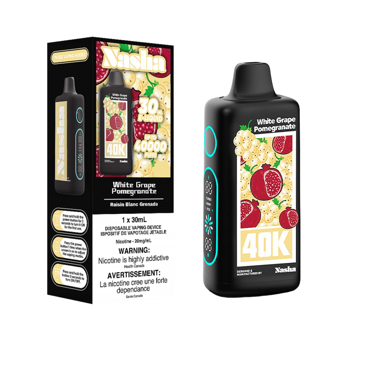 Shop Nasha 40K Disposable - White Grape Pomegranate - at Vapeshop Mania