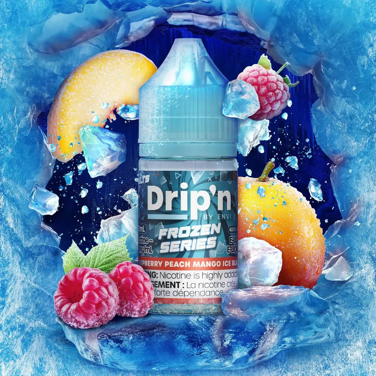 Shop Raspberry Peach Mango Ice Blast by Drip'n Envi Frozen - Salt Nic Vape Juice - at Vapeshop Mania