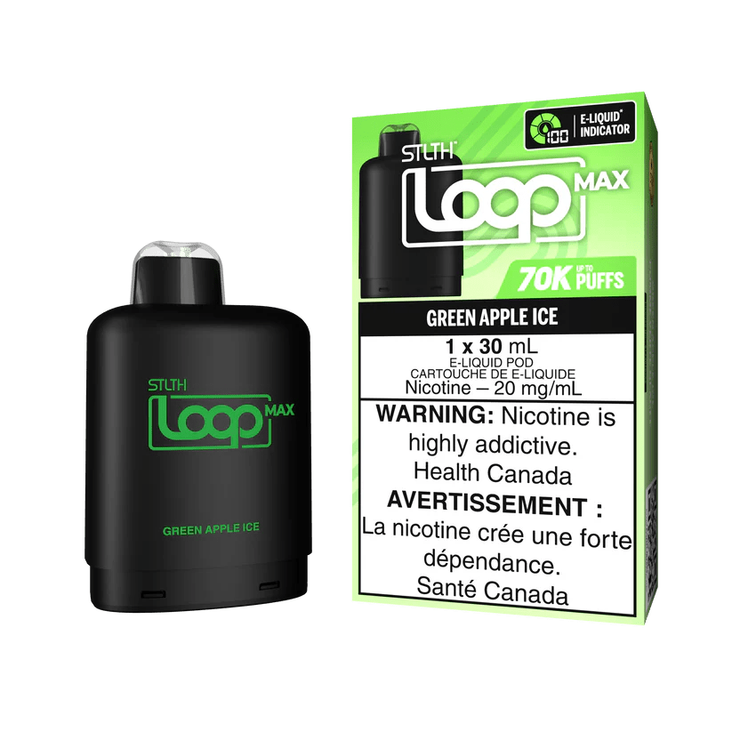 Shop STLTH LOOP MAX 70K Pod Pack - Green Apple Ice - at Vapeshop Mania