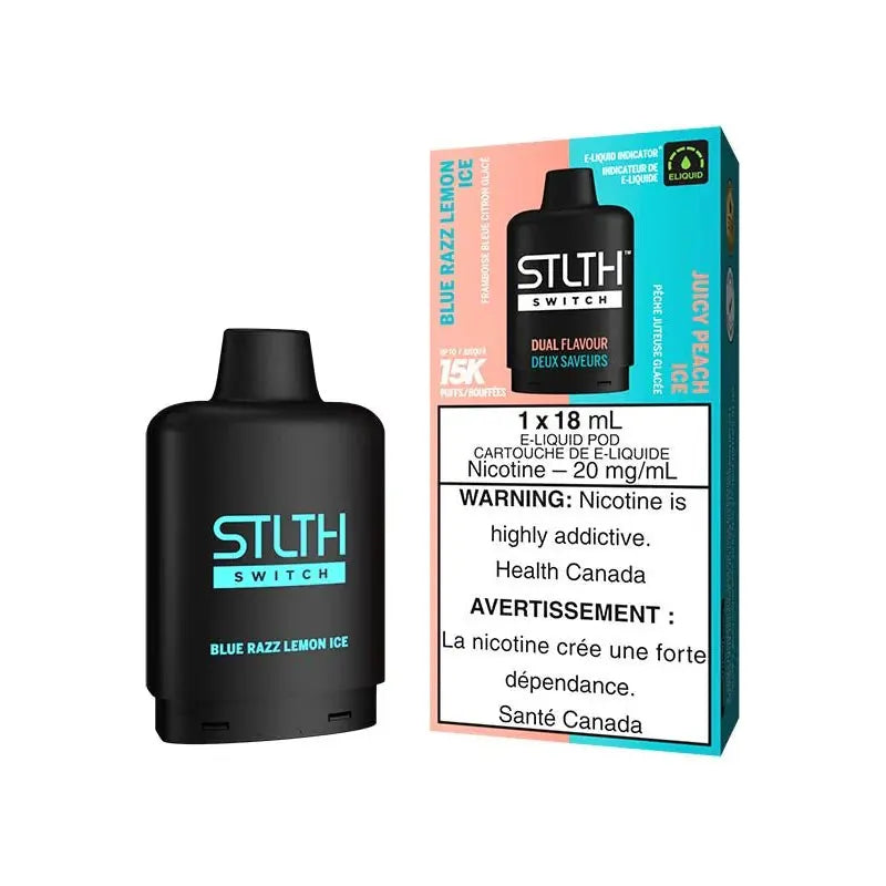 STLTH Switch 15K Pod Pack - Blue Razz Lemon Ice & Juicy Peach Ice - Vapeshop Mania