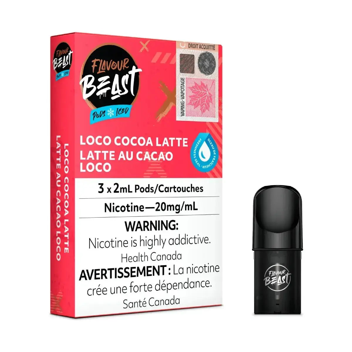 Flavour Beast Pod 3-Pack - Loco Cocoa Latte Ice - Prefilled Pod - Vapeshop Mania