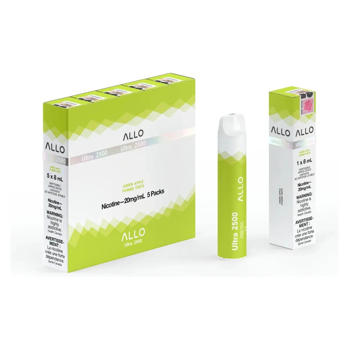 ALLO Ultra 2500 Disposable - Green Apple - Vapeshop Mania