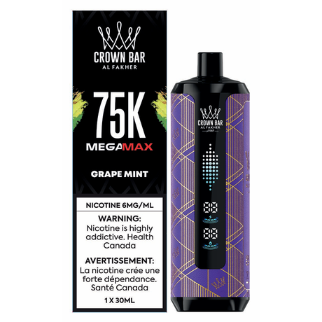Al Fakher Crown Bar 75K - Menthe et raisin - Vape jetable - Vapeshop Mania