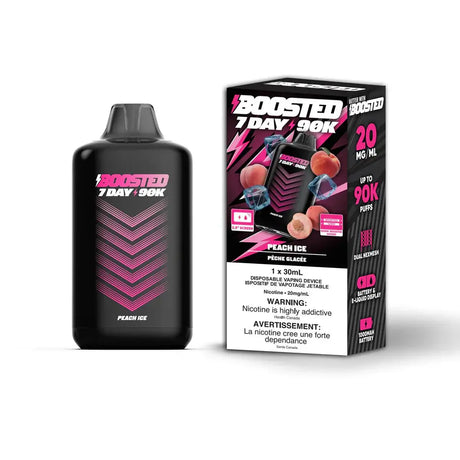 Boosted 7 jours 90K - Glace à la pêche - Vape jetable - Vapeshop Mania