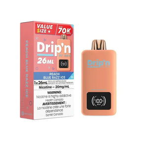Drip'n 70K - Pêche Blue Razz Ice - Vape jetable - Vapeshop Mania