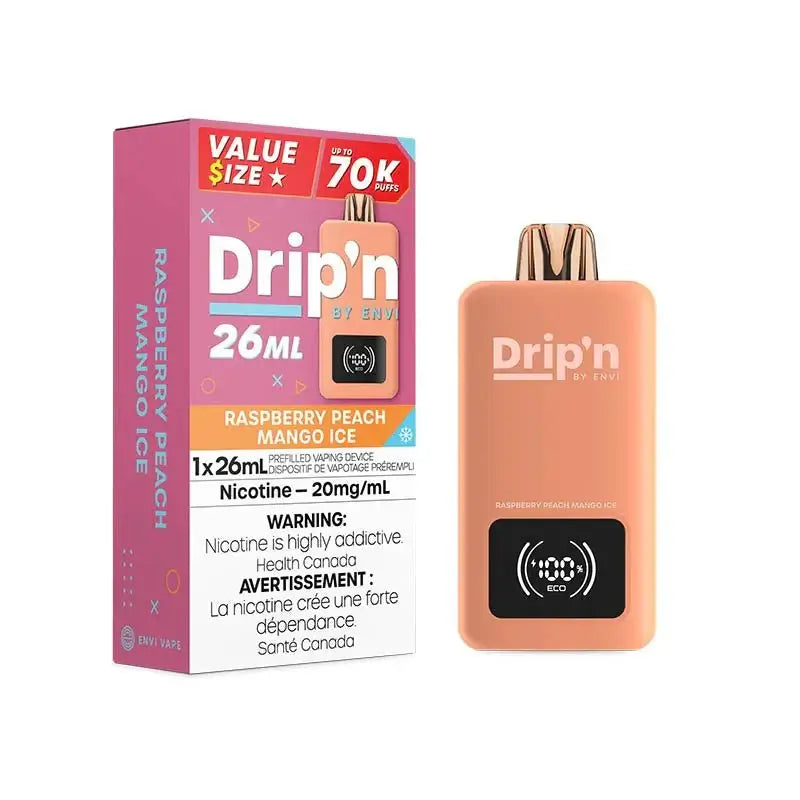 Drip'n 70K - Raspberry Peach Mango Ice - Disposable Vape - Vapeshop Mania