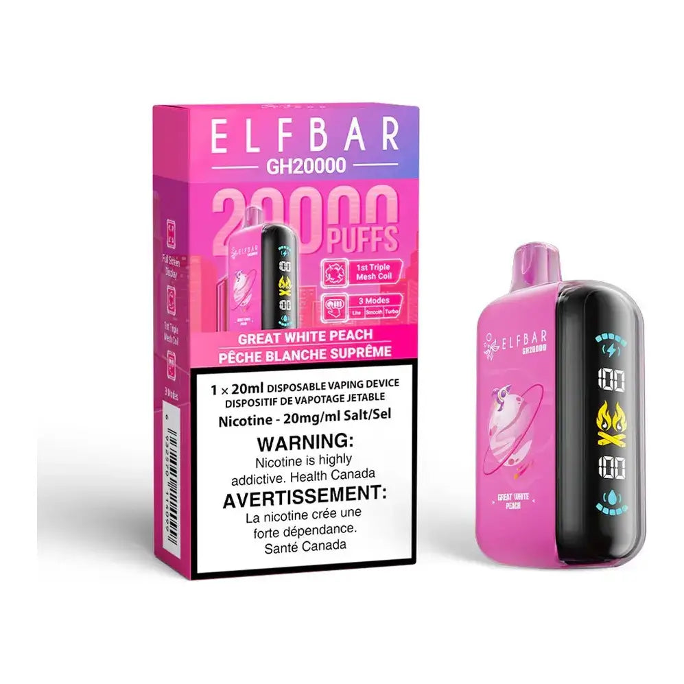 ELF Bar GH20K - Great White Peach - Disposable Vape - Vapeshop Mania
