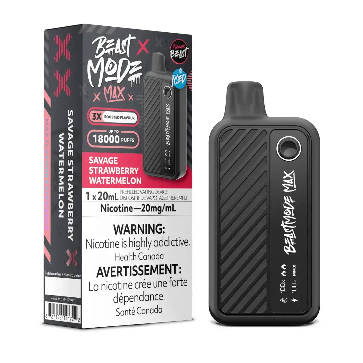 Flavour Beast Mode Max 18K - Savage Strawberry Watermelon Ice