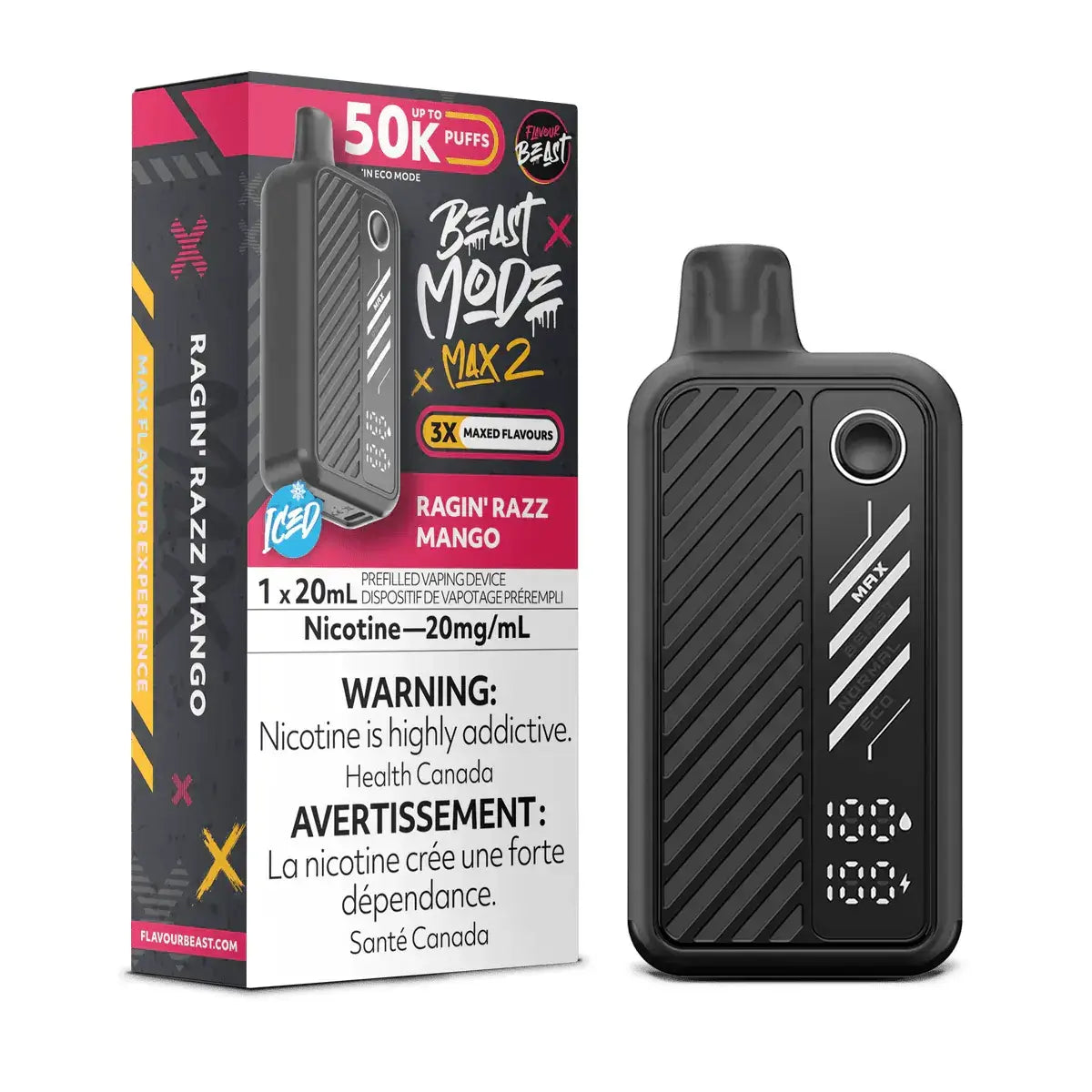 Flavour Beast Mode Max 2 50K - Ragin' Razz Mango Ice