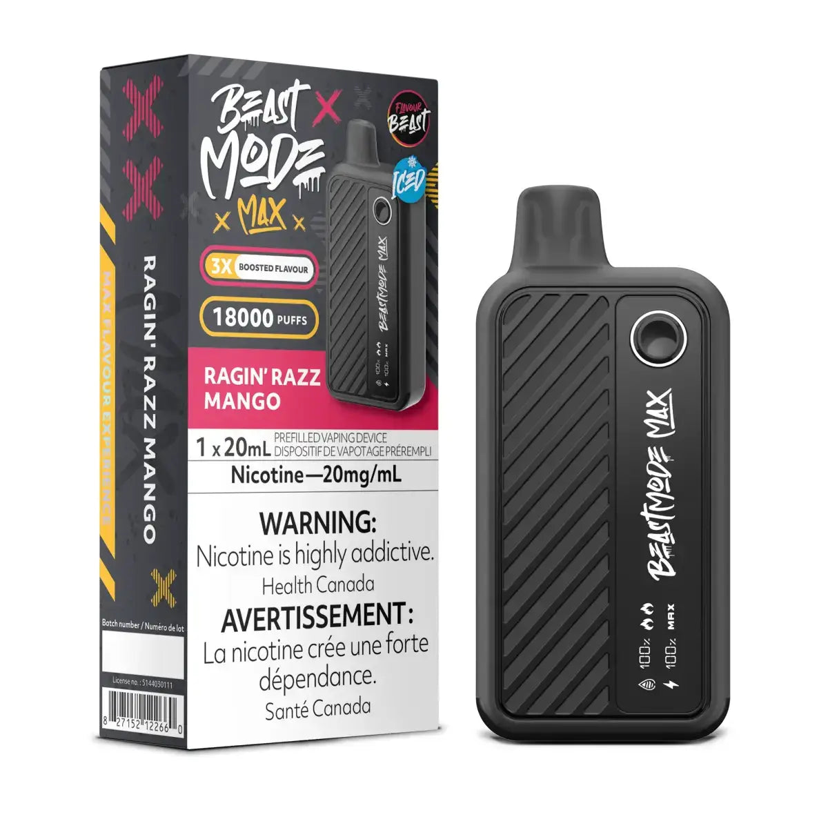 Flavour Beast Mode Max 18K - Ragin' Razz Mango Ice - Disposable Vape - Vapeshop Mania