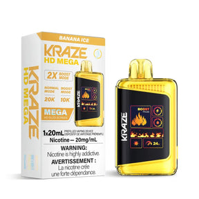 Kraze HD Mega 20K - Banana Ice - Vape jetable - Vapeshop Mania
