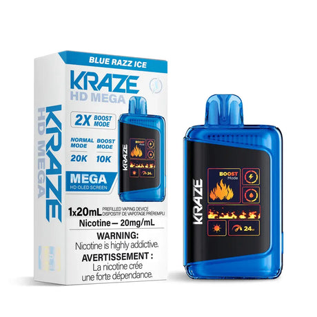 Kraze HD Mega 20K - Blue Razz Ice - Vape jetable - Vapeshop Mania