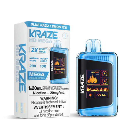Kraze HD Mega 20K - Blue Razz Lemon Ice - Vape jetable - Vapeshop Mania