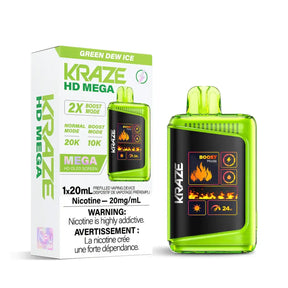 Kraze HD Mega 20K - Green Dew Ice - Vape jetable - Vapeshop Mania