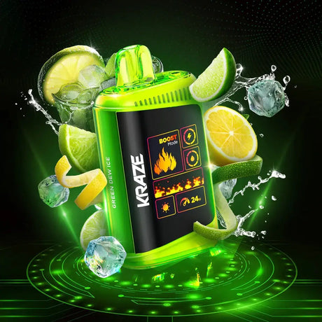 Kraze HD Mega 20K - Green Dew Ice - Vape jetable - Vapeshop Mania
