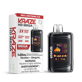 Kraze HD Mega 20K - Red Lightning Ice - Disposable Vape - Vapeshop Mania