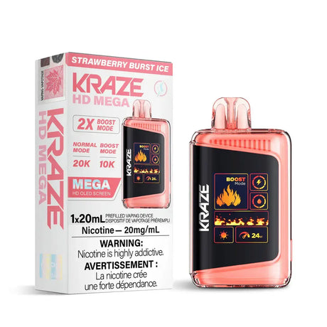 Kraze HD Mega 20K - Strawberry Burst Ice - Vape jetable - Vapeshop Mania