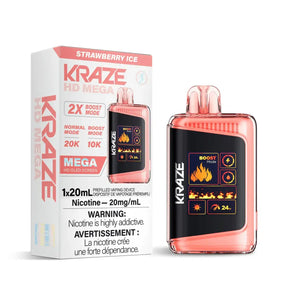 Kraze HD Mega 20K - Fraise glacée - Vape jetable - Vapeshop Mania