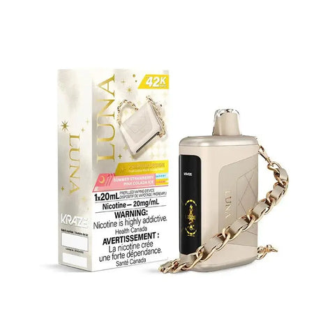 Kraze Luna 42K - Glace à la fraise et à la piña colada d'été - Vape jetable - Vapeshop Mania