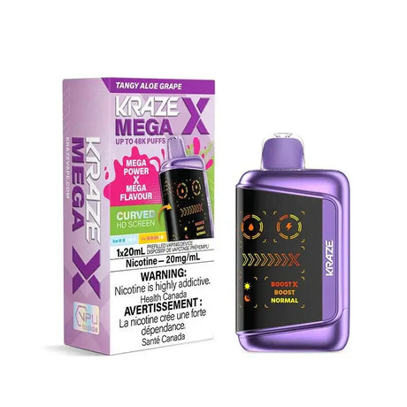 Kraze Mega X 48K - Raisin et aloès acidulé - Vape jetable - Vapeshop Mania