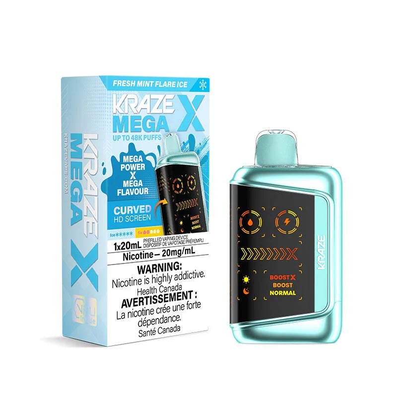 Kraze Mega X 48K - Fresh Mint Flare Ice - Disposable Vape - Vapeshop Mania
