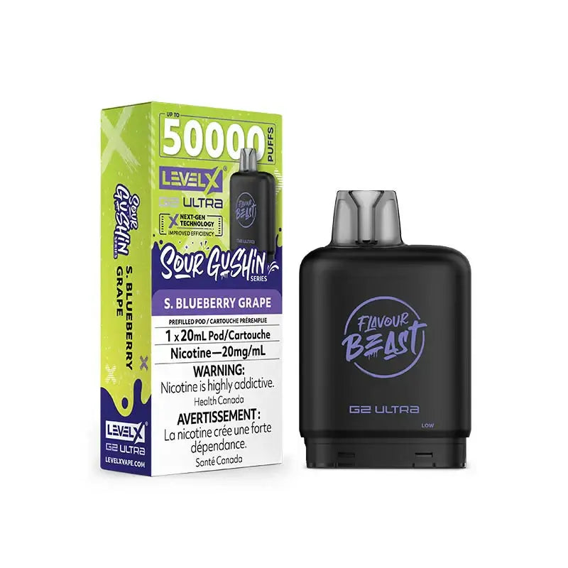 Level X G2 Ultra 50K Pod - Flavour Beast - Gushin S. Blueberry Grape