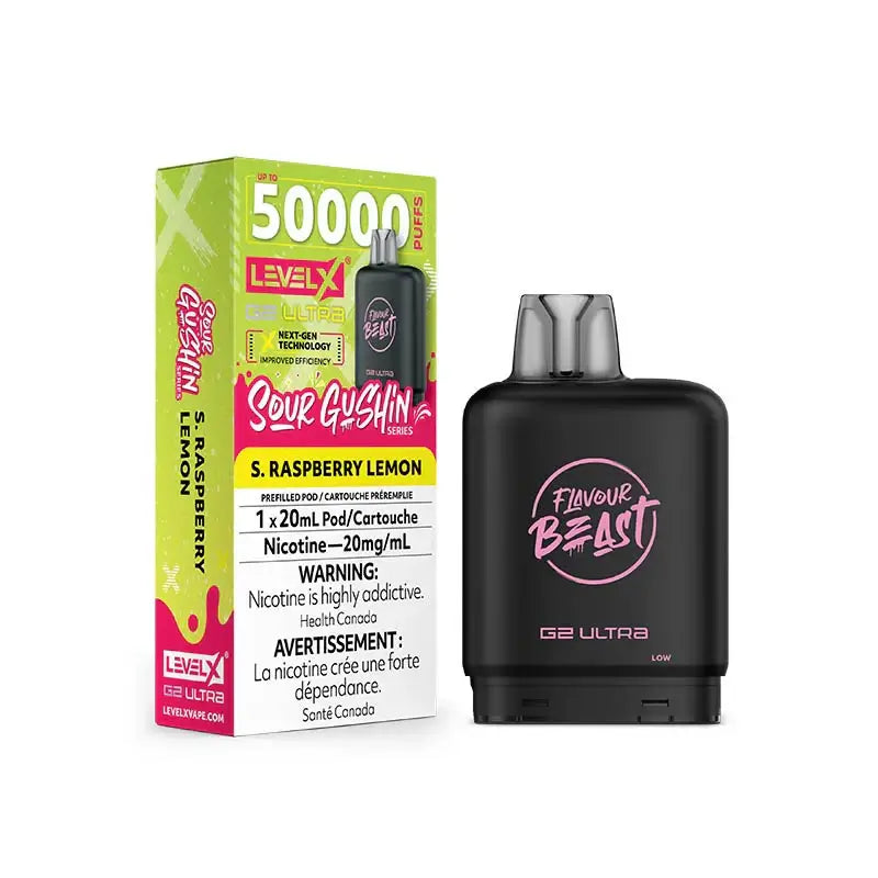 Level X G2 Ultra 50K Pod - Flavour Beast - Gushin S. Raspberry Lemon