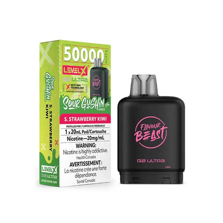 Level X G2 Ultra 50K Pod - Flavour Beast - Gushin S. Strawberry Kiwi
