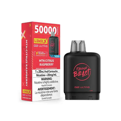 Level X G2 Ultra 50K Pod - Flavour Beast - Mtn Citrus Raspberry Ice