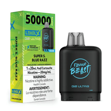 Pod Level X G2 Ultra 50K - Flavour Beast - Super S. Blue Razz Iced