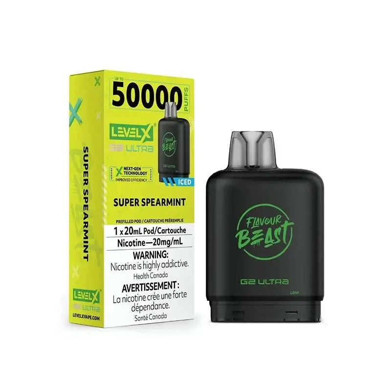 Pod Level X G2 Ultra 50K - Flavour Beast - Super Spearmint Iced
