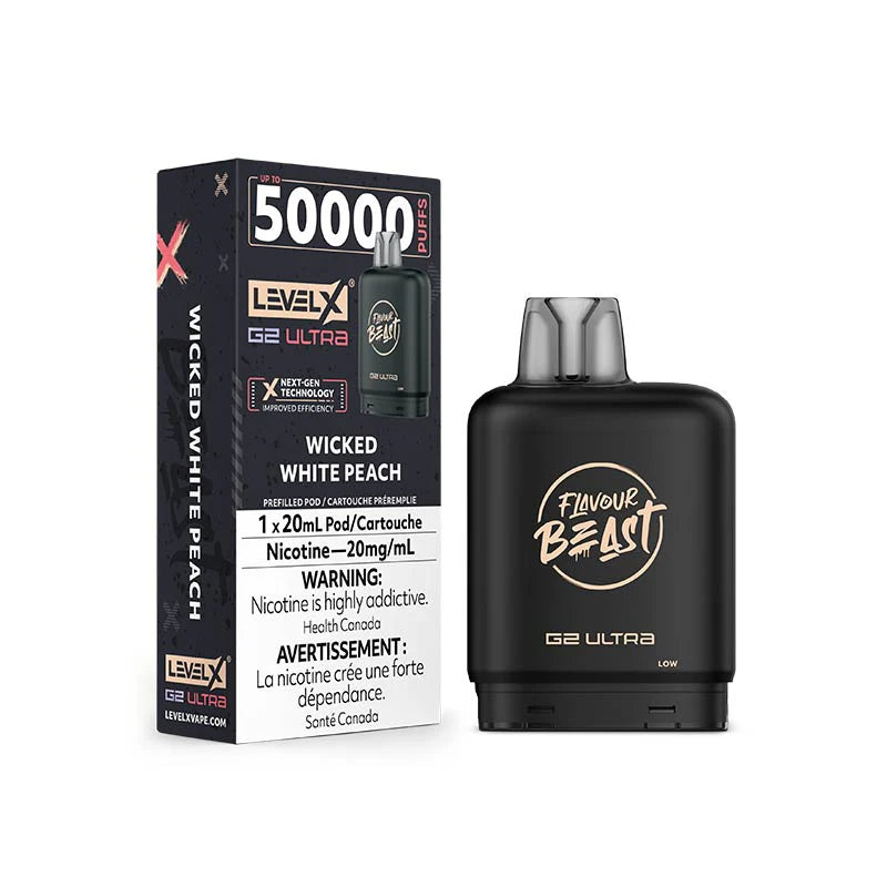 Pod Level X G2 Ultra 50K - Flavour Beast - Wicked White Peach - Pod prérempli - Vapeshop Mania
