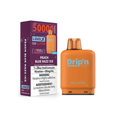 Level X Drip'n Ultra 50K Pod - Peach Blue Razz Ice - Prefilled Pod - Vapeshop Mania