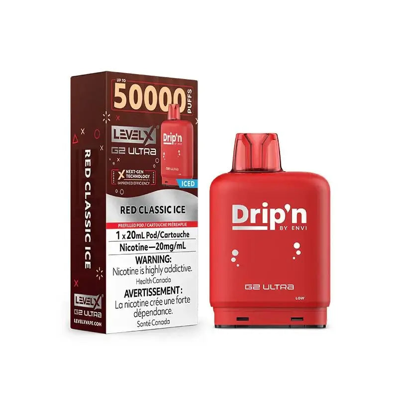 Level X Drip'n Ultra 50K Pod - Red Classic Ice - Prefilled Pod - Vapeshop Mania