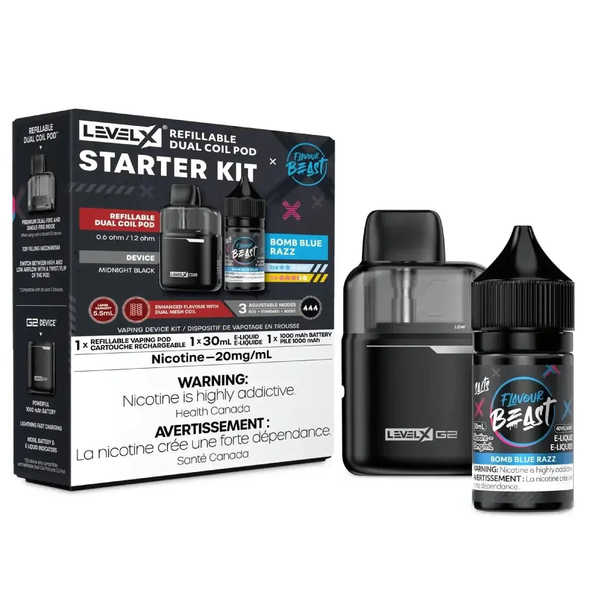 Kit de démarrage Level X G2 - Flavour Beast - Bomb Blue Razz - Kit de démarrage - Vapeshop Mania