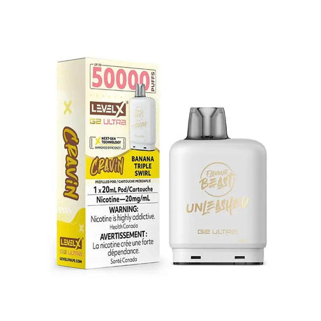 Level X Ultra 50K Pod - Banana Triple Swirl - Prefilled Pod - Vapeshop Mania