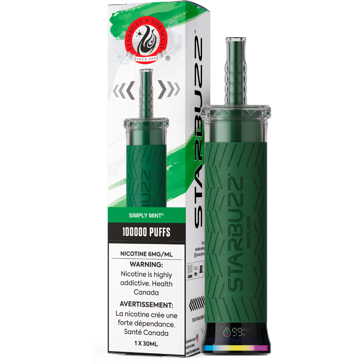 Starbuzz E-Hose 100K - Simply Mint - Disposable Vape - Vapeshop Mania