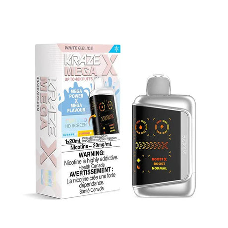 KRAZE - Kraze Mega X 48K Disposable - White G.B. Ice - Psycho Vape