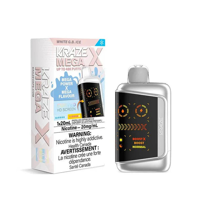 KRAZE - Kraze Mega X 48K Disposable - White G.B. Ice - Psycho Vape
