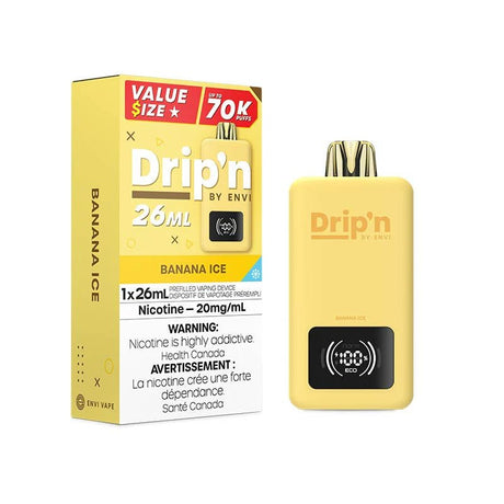 Shop Drip'n by Envi 70K Disposable - Banana Ice - at Vapeshop Mania