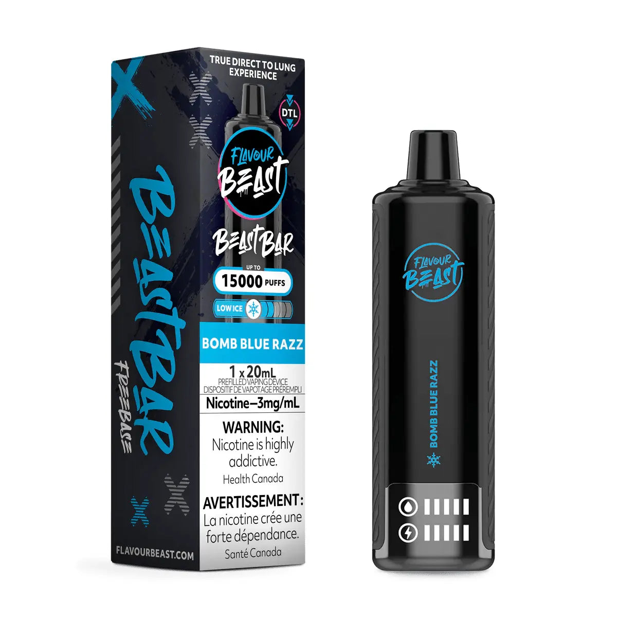 Flavour Beast Beast Bar 15K Disposable - Bomb Blue Razz (Low Ice) - Vapeshop Mania